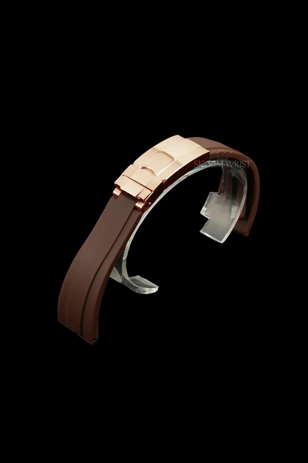 Rubber Strap - Rose Gold Buckle - Straight End by SKYRIM SEIKOMOD